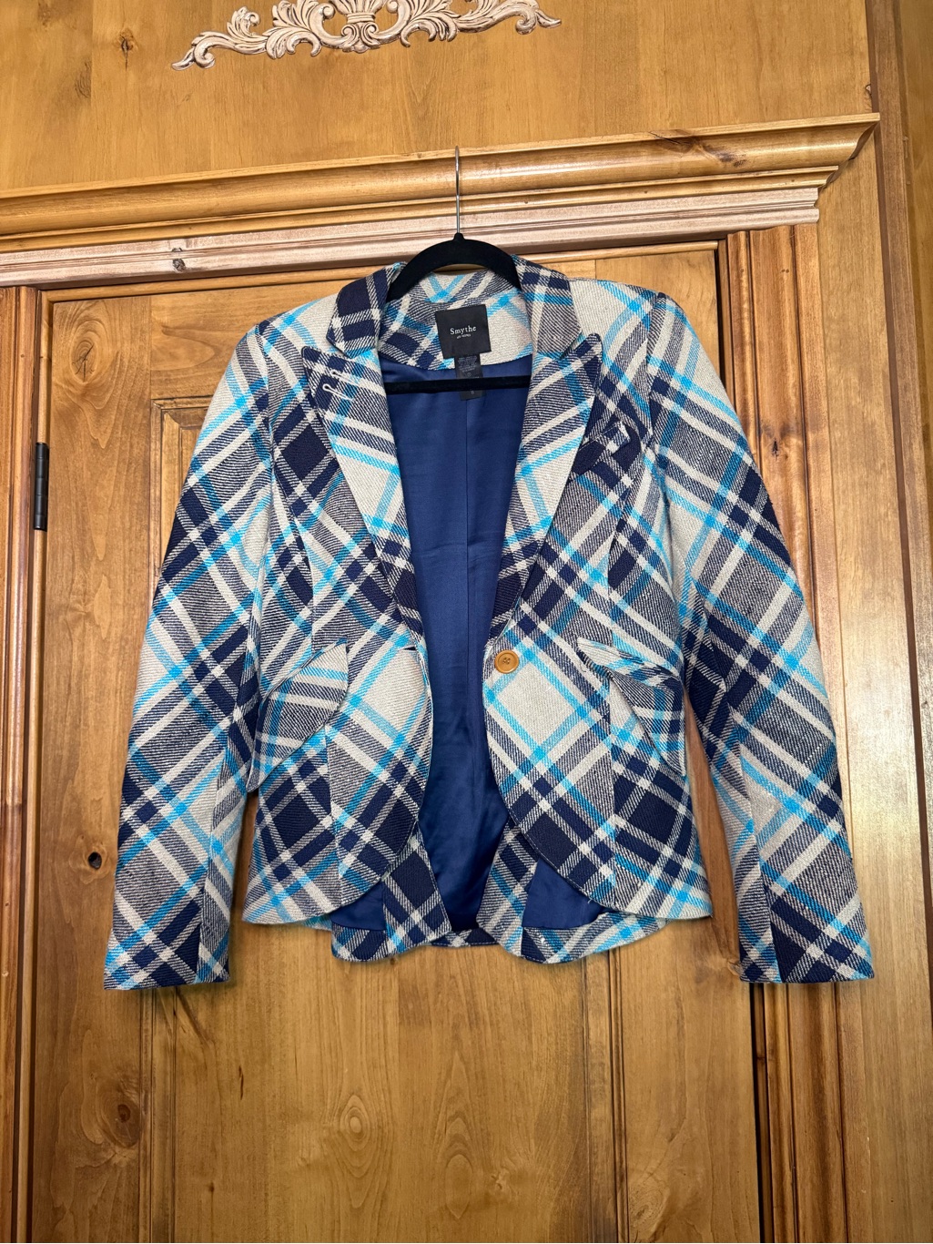 Smythe Les Vestes Plaid Linen Blazer Size 8